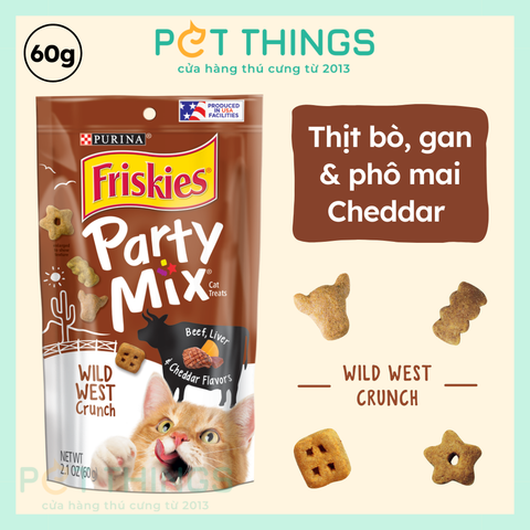 Bánh Thưởng Cho Mèo Friskies Party Mix Wild West Crunch 60g, Mỹ