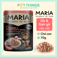Thức ăn ướt / Pate chó con Maria Puppy 9D Chicken & Chicken Liver in Gravy 70g
