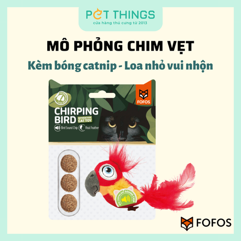 FOFOS Chirping Bird - Đồ Chơi Cho Mèo Hình Con Vẹt (có tiếng kêu kèm viên catnip)