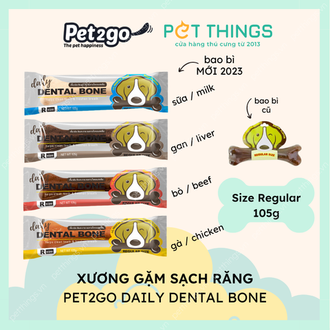 Xương gặm sạch răng cho Chó Pet2Go Daily Dental Bone size Regular 105g