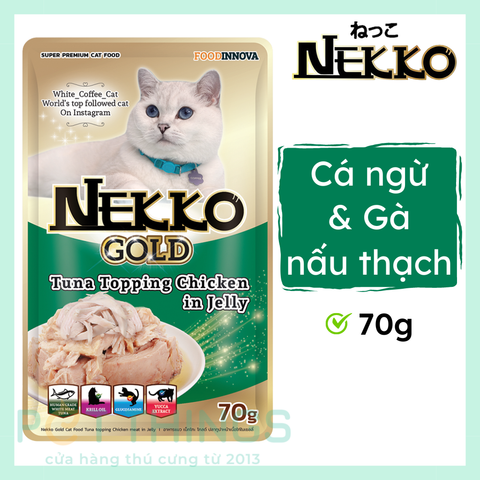 Pate mèo Nekko Gold Tuna topping Chicken in Jelly 70g