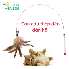 Cần câu mèo thép dẻo lông gà