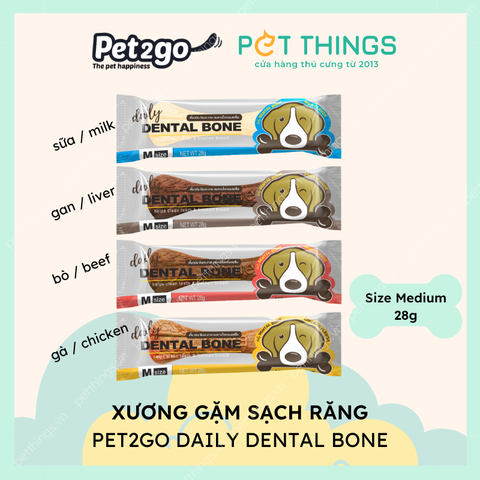 Xương gặm sạch răng cho Chó Pet2Go Daily Dental Bone size M 28g
