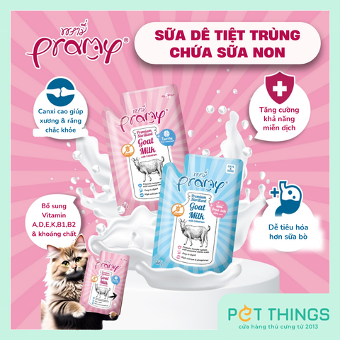 Sữa Dê Tiệt Trùng Pha Sẵn Cho Chó Mèo Pramy Sterilized Goat Milk With Colostrum 60g
