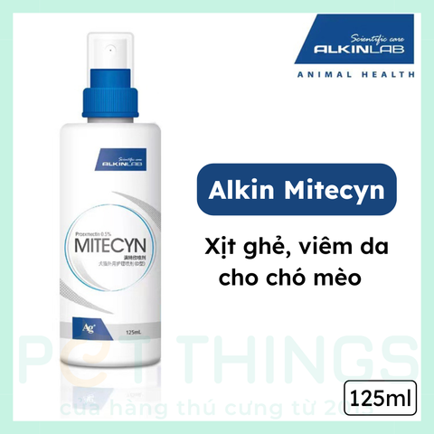 Alkin Mitecyn Xịt Trị Ghẻ, Viêm Da Cho Chó Mèo 50ml / 125ml