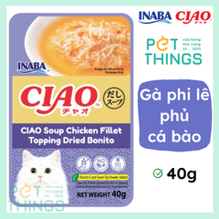 Pate mèo / Thức ăn ướt CIAO IC-217 Súp Gà phi lê phủ cá bào 40g