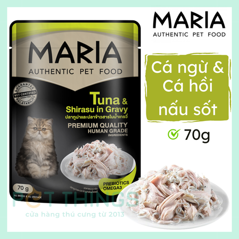 Thức ăn ướt / Pate mèo Maria Cat 4C Tuna & Shirasu in Gravy 70g