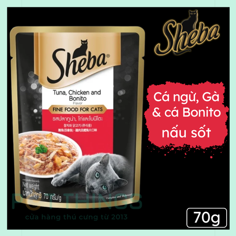 Pate mèo Sheba Tuna, Chicken & Bonito 70g