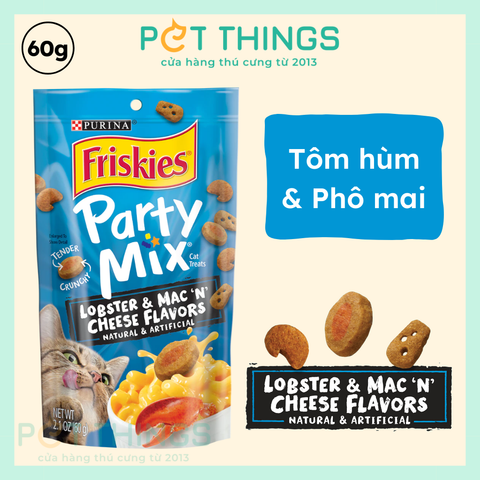 Bánh Thưởng Cho Mèo Friskies Party Mix Lobster & Mac 'N' Cheese, Mỹ