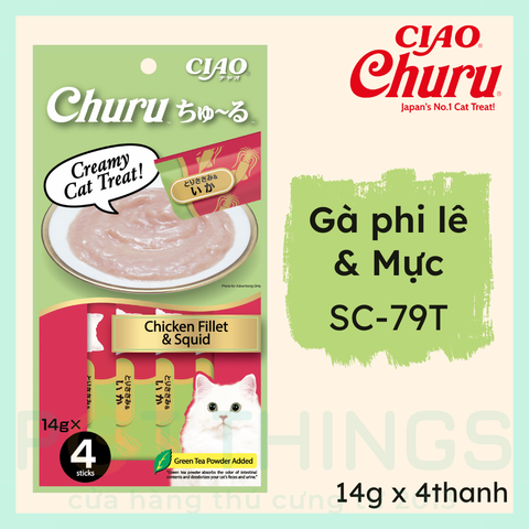 Súp Thưởng Cho Mèo CIAO Churu SC-79T Chicken Fillet & Squid 14gx4