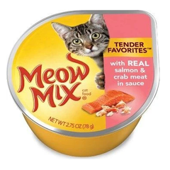 Pate mèo Meow Mix Tender Salmon & Crab meat in Sauce 78g