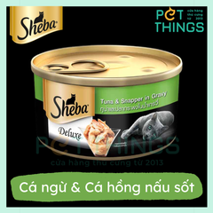 Pate lon cho mèo Sheba Deluxe Tuna White Meat & Snapper in gravy 85g