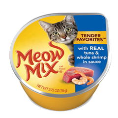 Pate mèo Meow Mix Tuna & Whole Shrimp in Sauce 78g