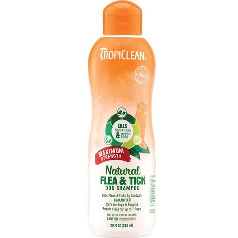 TropiClean Natural Flea & Tick Maximum Strength Dog Shampoo 592ml