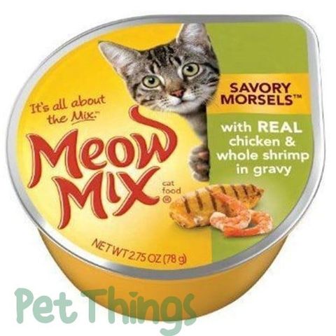 Pate mèo Meow Mix Chicken & Whole Shrimp in Gravy 78g