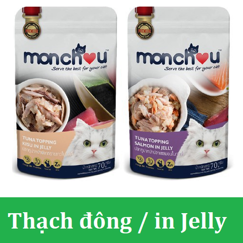 Pate mèo Monchou Cá ngừ nấu thạch Jelly 70g