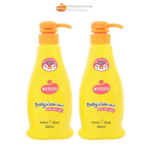  Sữa tắm gội Wesser 2 in 1 500ml ( Hồng ) - Hương Hổ phách xạ hương 