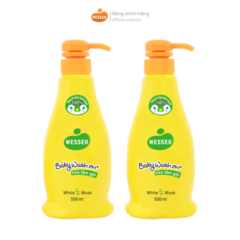  Sữa tắm gội Wesser 2 in 1 500ml ( Xanh lá ) - Hương Cỏ xạ hương 