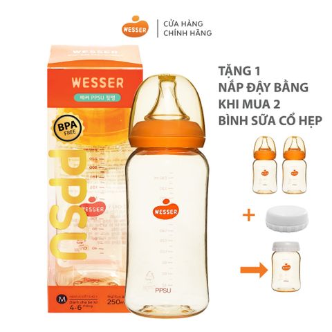  Bình sữa Wesser PPSU 250ml (KHÔNG KÈM VAN CHỐNG SẶC) 