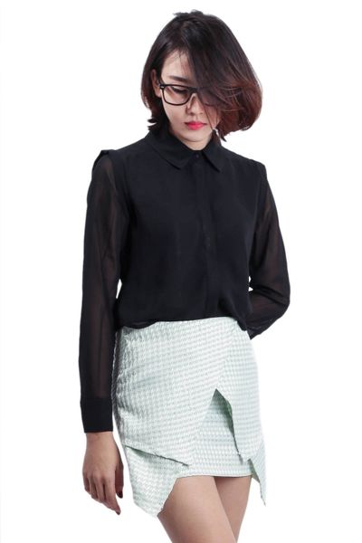 Wrapskirt Họa Tiết Labelle SK12_3_Xanh