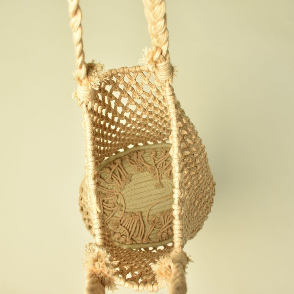 Túi cói đan macrame đeo vai Xương Rồng Khế