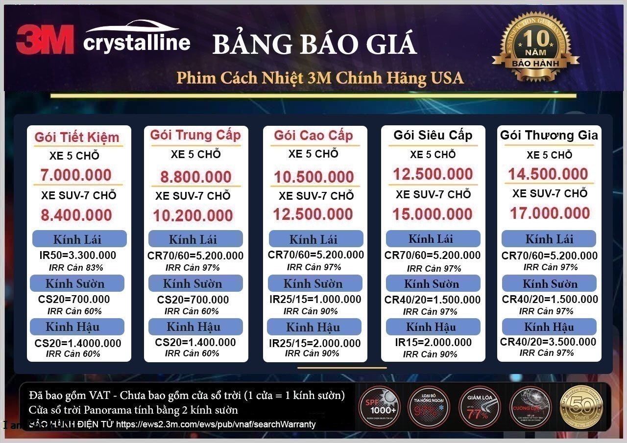 Báo Giá Phim Cách Nhiệt 3M Crystalline Chính Hãng