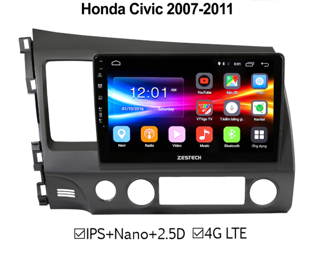 Màn hình DVD Honda Civic 2007-2011 ZESTECH 4G