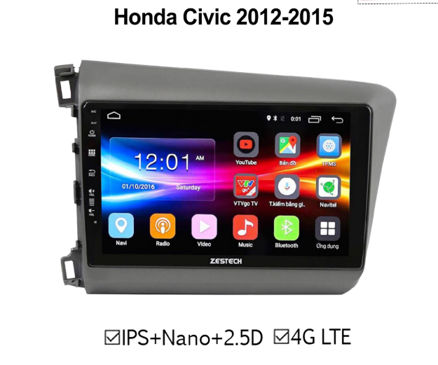 Màn hình DVD Honda Civic 2012-2015 ZESTECH 4G