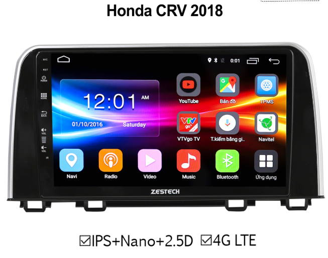 Màn hình DVD Honda CRV 2018 ZESTECH 4G