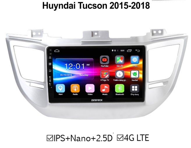 Màn hình DVD Huyndai Tucson 2015-2018 ZESTECH 4G