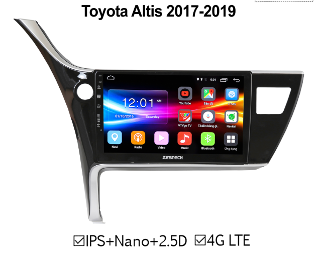 Màn hình DVD Toyota Altis 2017-2019 ZESTECH 4G