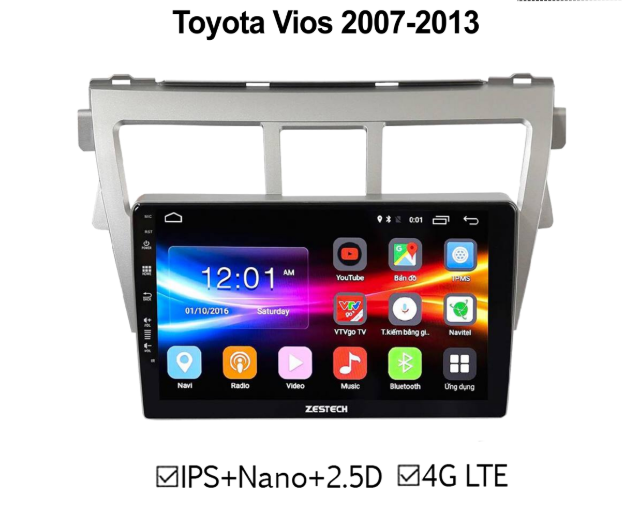 Màn hình DVD Toyota Vios 2007-2013 ZESTECH 4G