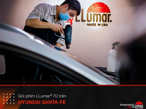 Dán phim cách nhiệt LLumar 70 cho Hyundai Santafe tại Hà Nội