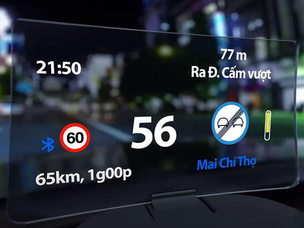 HUD VIETMAP H1AS dẫn đường, hiển thị tốc độ trên kính lái, áp suất lốp