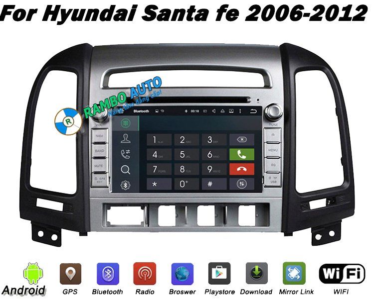 Màn hình  xe Hyundai Santafe 2006 - 2012 | DVD Kiri Santafe