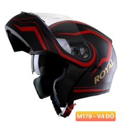  FULLFACE ROYAL M179 LẬT HÀM - Đen Đỏ Nhám 