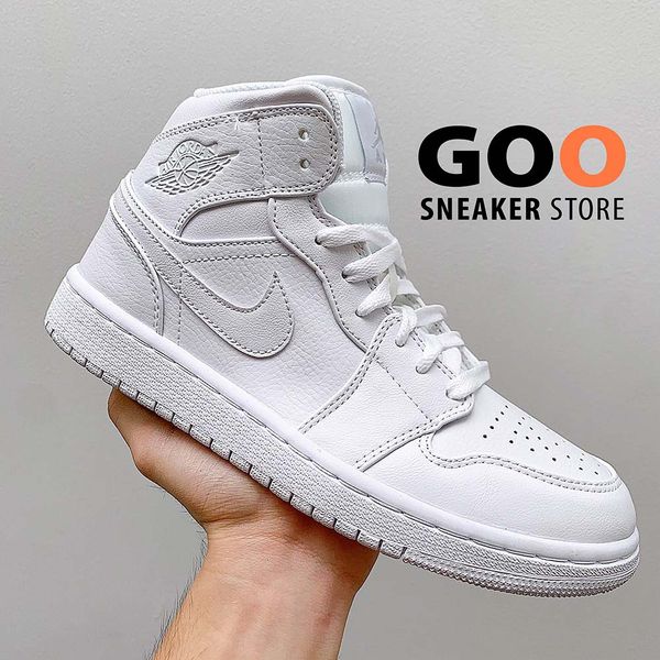  Nike Air Jordan 1 Mid Triple White 1:1 