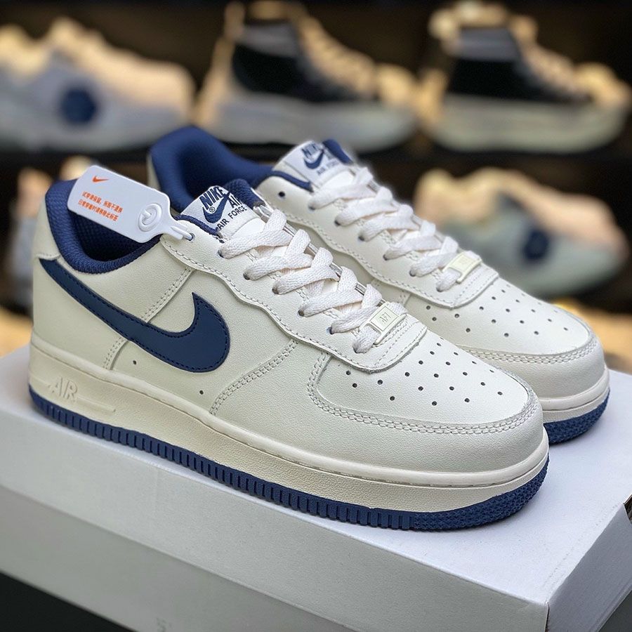  Air force 1 Trắng Kem đế xanh navy SC 