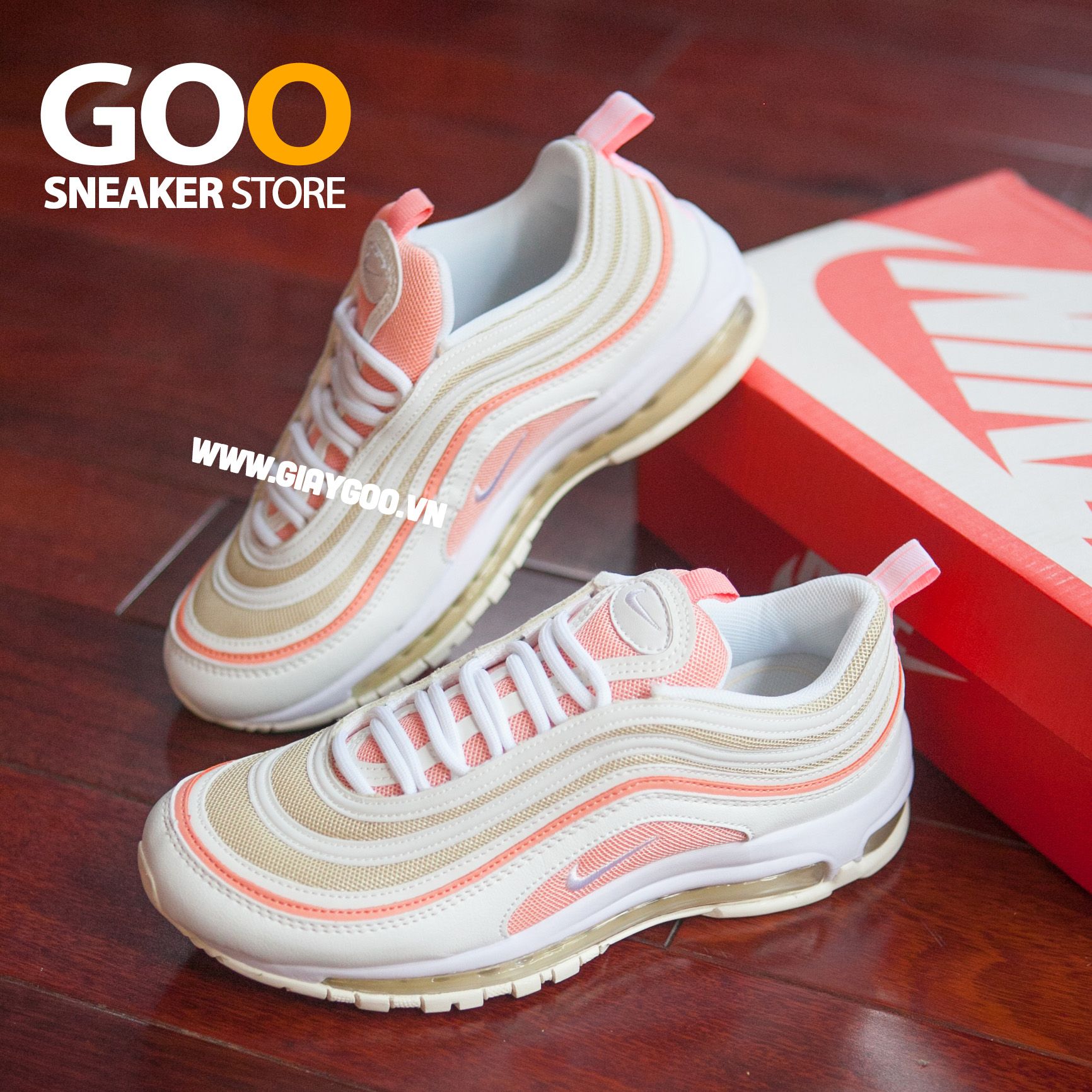  Nike Air Max 97 trắng hồng 