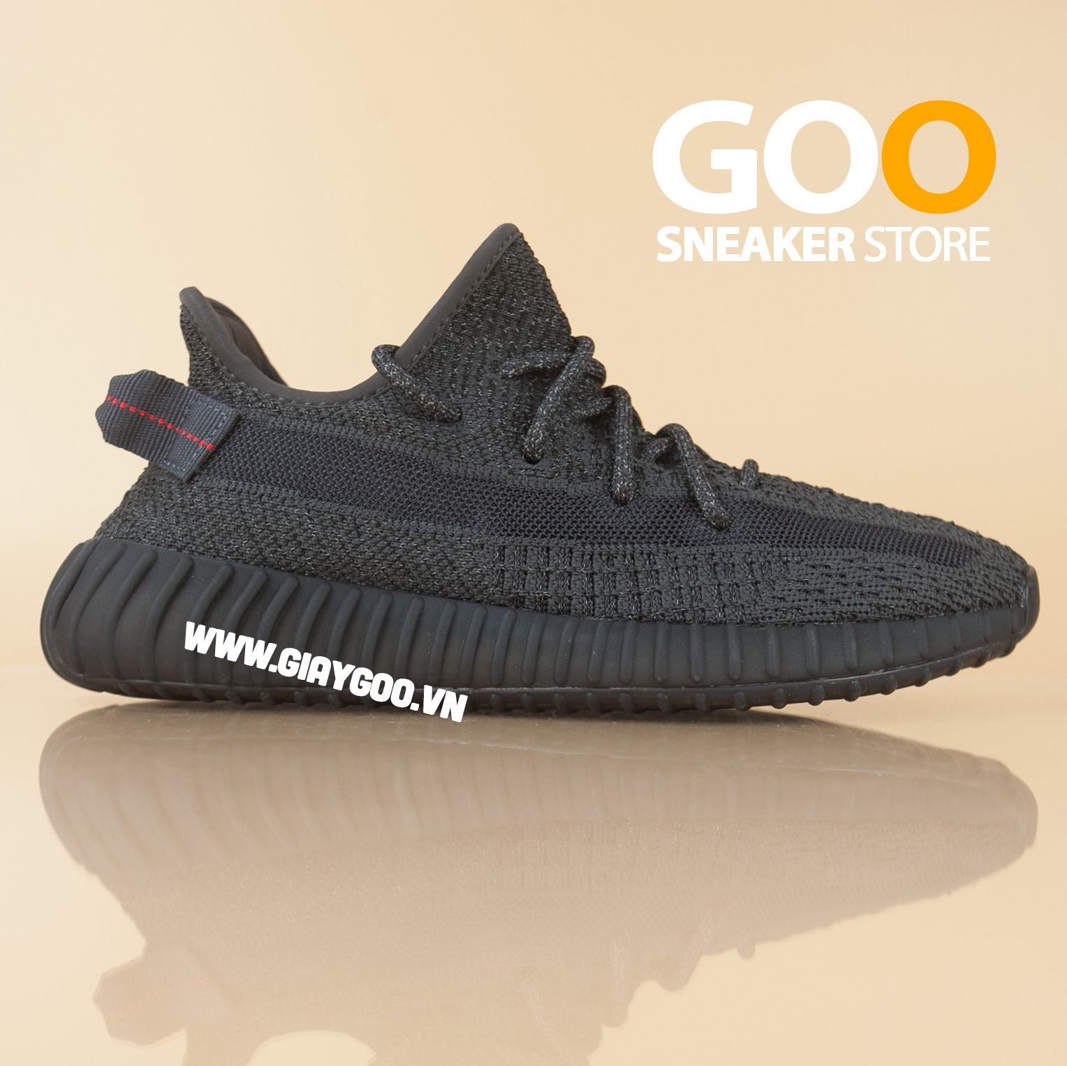 Giày Yeezy 350 Static Rep 1:1 đen full phản quang