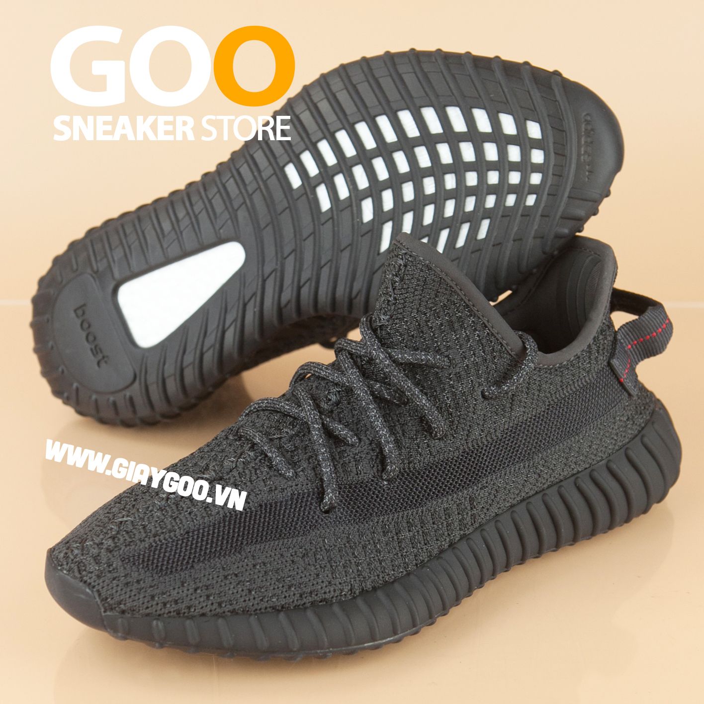 Giày Yeezy 350 Static Rep 1:1 đen full phản quang