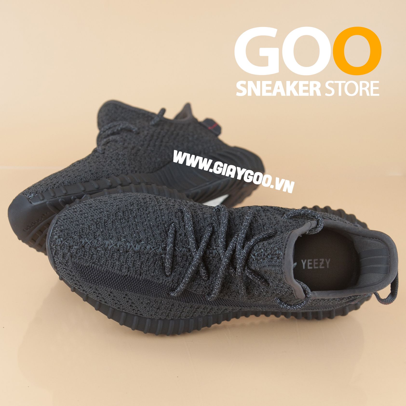 Giày Yeezy 350 Static Rep 1:1 đen full phản quang