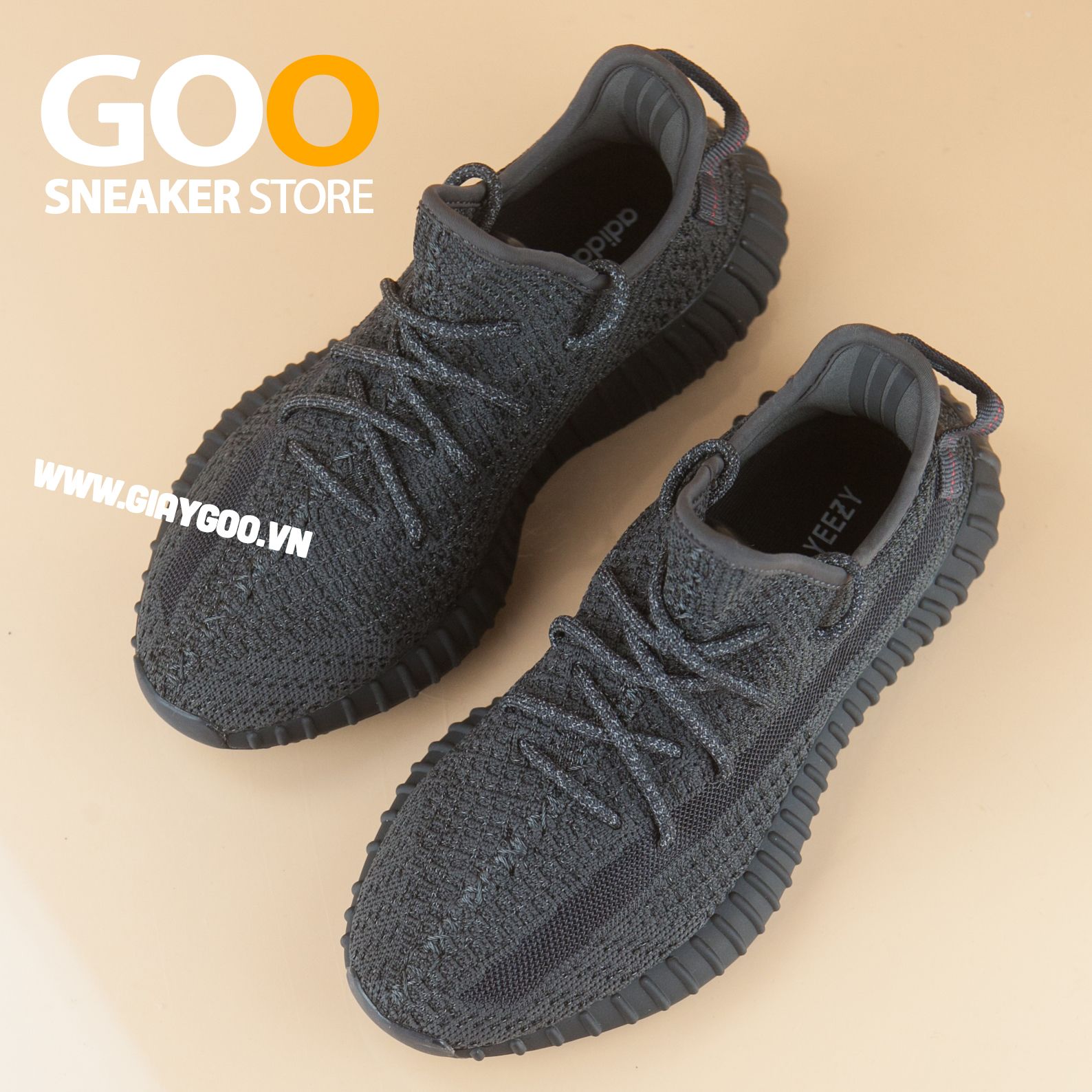  Giày Yeezy 350 Static Rep 1:1 đen full phản quang 