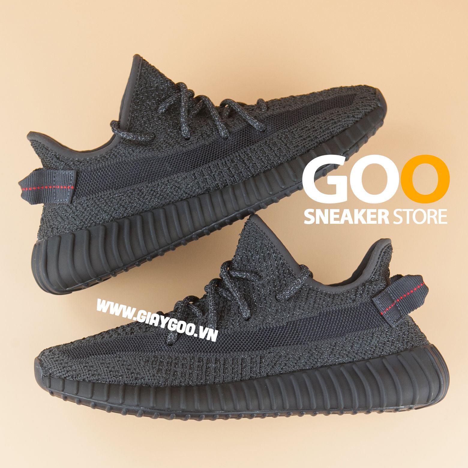 Giày Yeezy 350 Static Rep 1:1 đen full phản quang