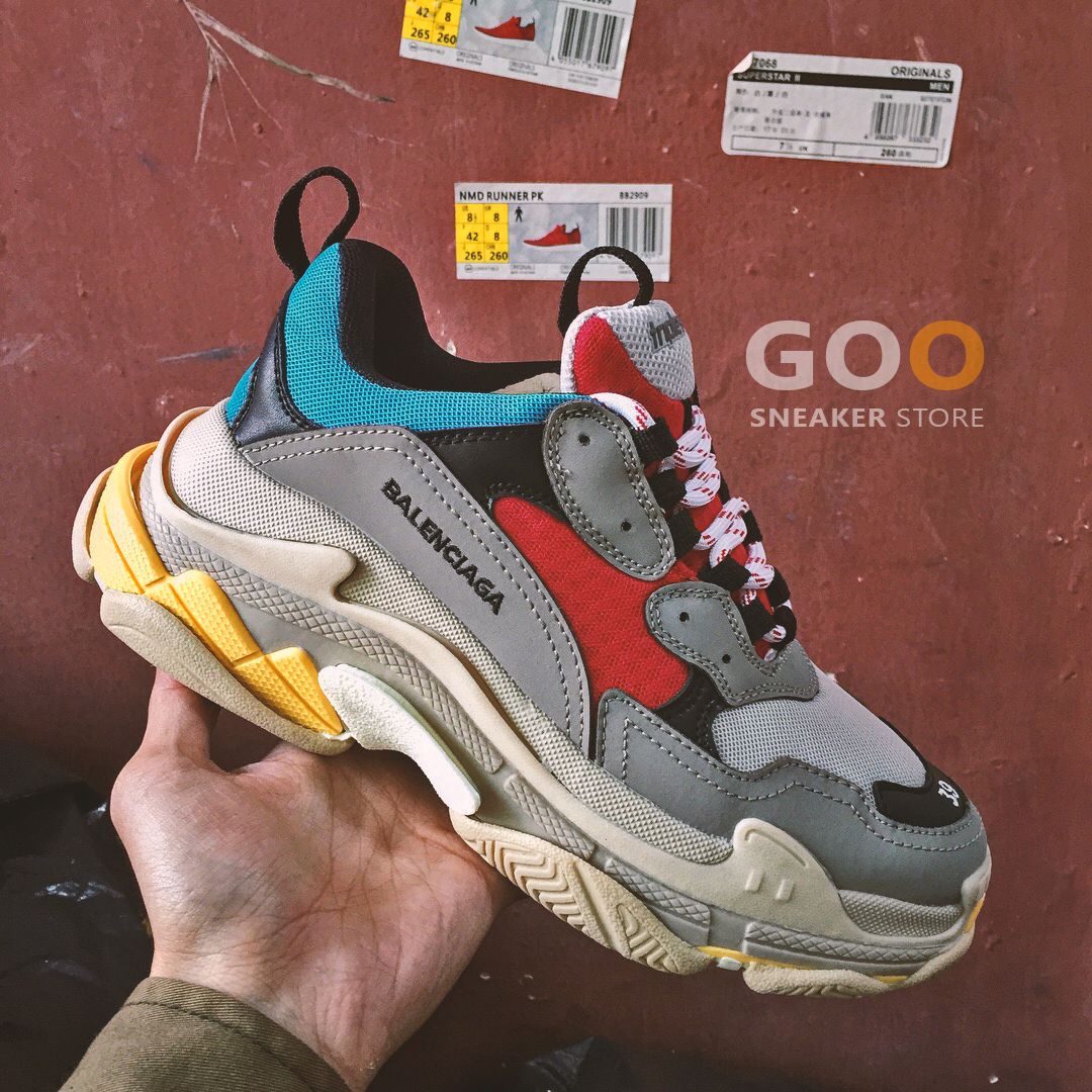  Giày Balenciaga Triple S xanh đỏ 