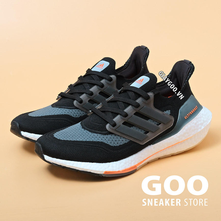 Ultra Boost 21 Black Blue Oxide Screaming Orange rep 11