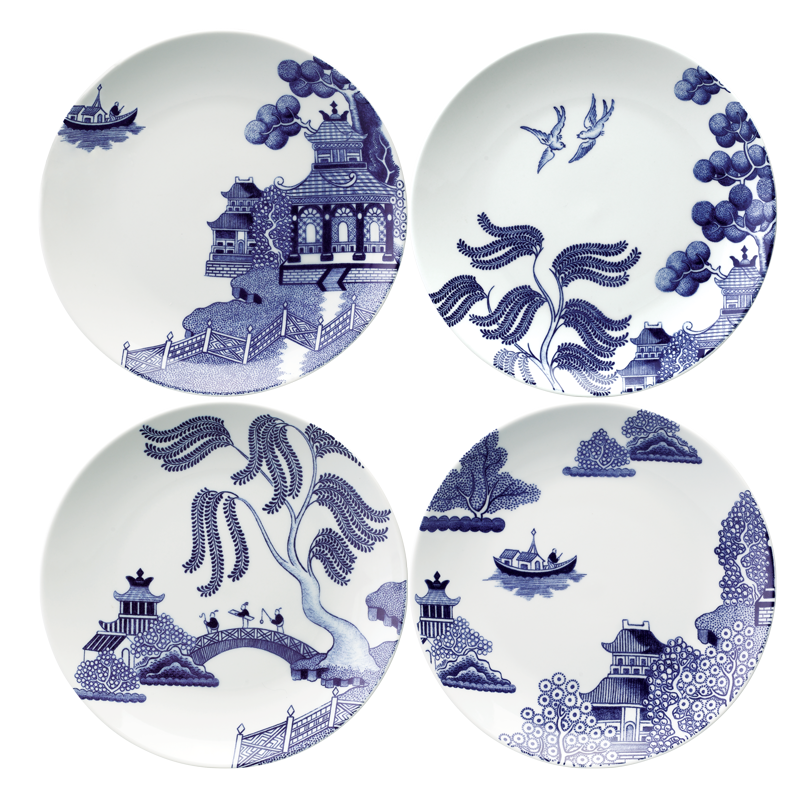 WILLOW LOVE STORY - SET OF 4 X 21CM SALAD PLATE (ASSORTED)