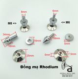  Chân đinh Chén hứng bằng đồng nguyên chất mạ Rhodium (Bộ 4 chiếc) 