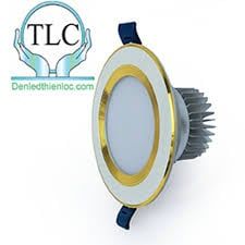 Đèn led downlight âm trần 7w đế mỏng viền vàng TLC 3 màu