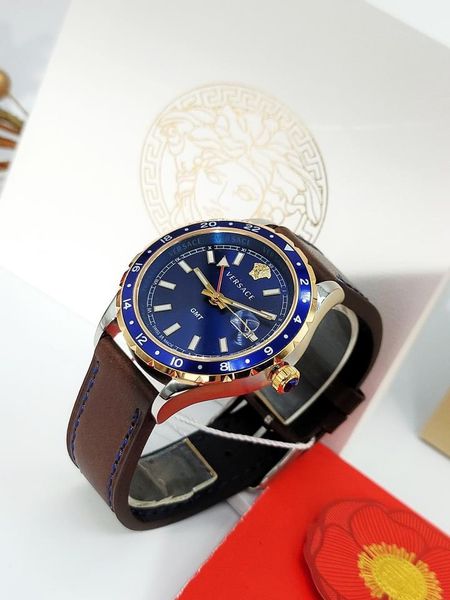 Versace V11080017 Hellenyium Blue Dial Mens Leather Watch - Đồng Hồ Na –  PhongWatch